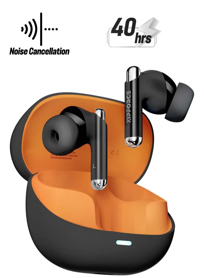 ZIPFORCE True Wireless Earbuds, Fully In-Ear Bluetooth 5.3 Headphones 4-Mics ANC + ENC Clear Call, Bluetooth Earbuds Touch Control 40 Playtime, IPX6 Waterproof TWS, Light-Weight Earphones
